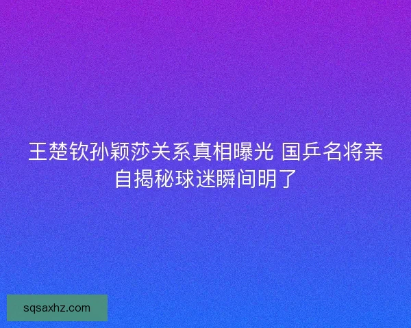 王楚钦孙颖莎关系真相曝光 国乒名将亲自揭秘球迷瞬间明了